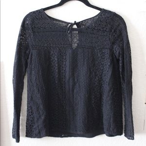 Black Lace Long Sleeve Blouse